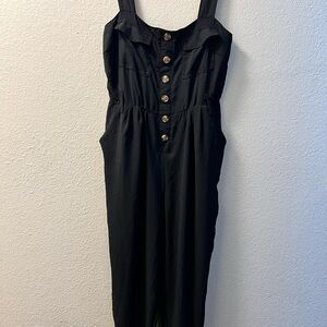 AUW Black Button-Front Jumpsuit